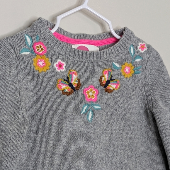 Mini Boden Flower Butterfly Wool Blend Sweater 3/4 - Picture 3 of 6